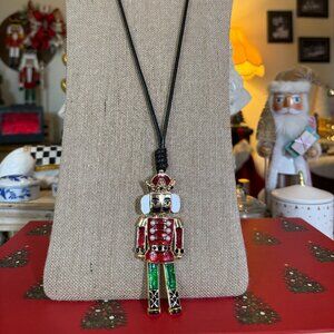 Large Nutcracker pendant necklace with a black cord
